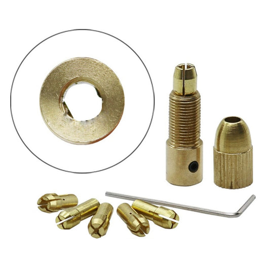 7 PCS/Set Brass 0.5-3mm Small Electric Drill Bit Collet Micro Twist 4.05mm Drill Chuck Set with Wrench, 4.05mm