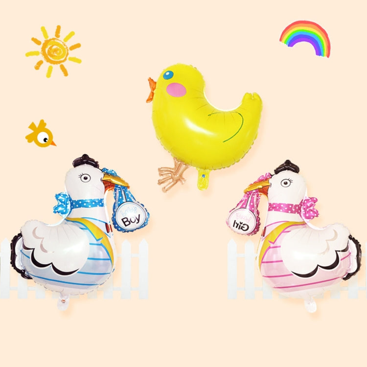 Cartoon chicken foil balloon set with yellow chick plus blue and pink chick designs