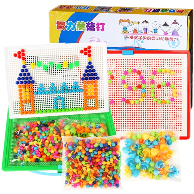 Boxed 296-piece desktop pegboard bead puzzle set with pegboards and colorful beads