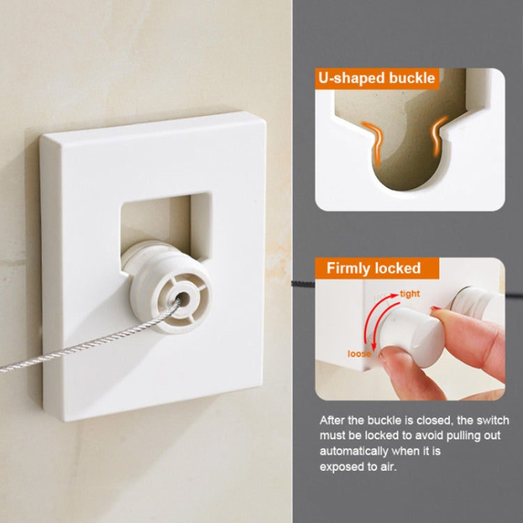 Retractable clothesline wall hanger close-up of U-shaped buckle locking mechanism