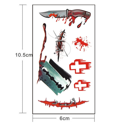 10-pack temporary blood wound tattoo sticker sheet, 10.5 cm by 6 cm