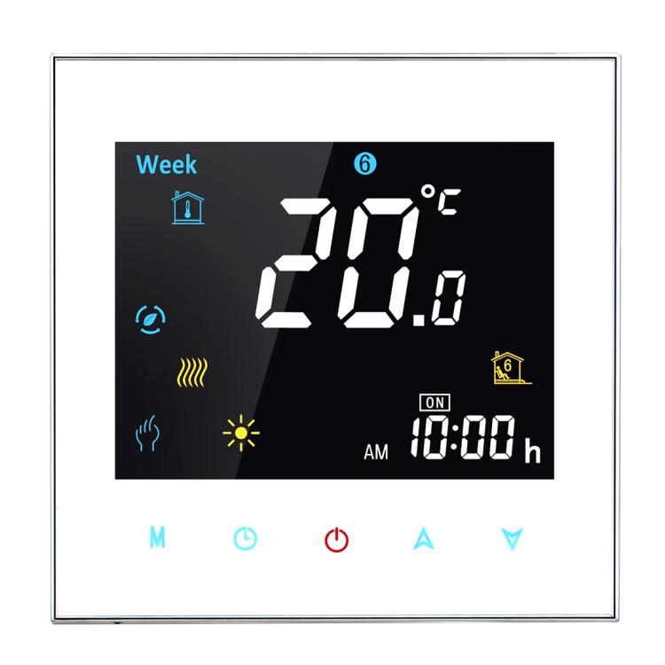 LCD digital heating thermostat display with Week, temperature, and time icons