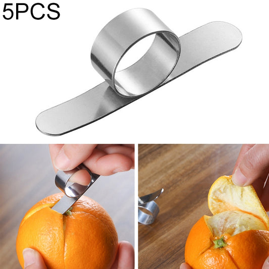 5 PCS Stainless Steel Finger Open Orange Peeler Parer Tool, 5 PCS Stainless Steel