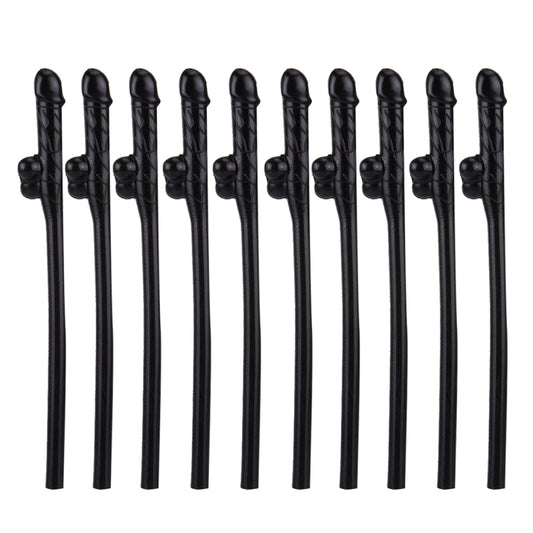 10 PCS Dicky Sipping Straw, Length: about 19cm, Dicky Sipping Straw(Black)