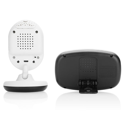 Wireless baby monitor camera rear panel and handheld monitor back view, white and dark