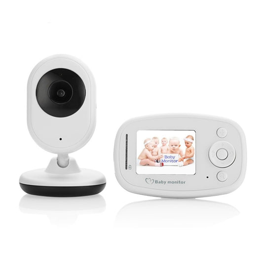 Wireless baby monitor camera and 2.4-inch LCD handheld display, white with black lens