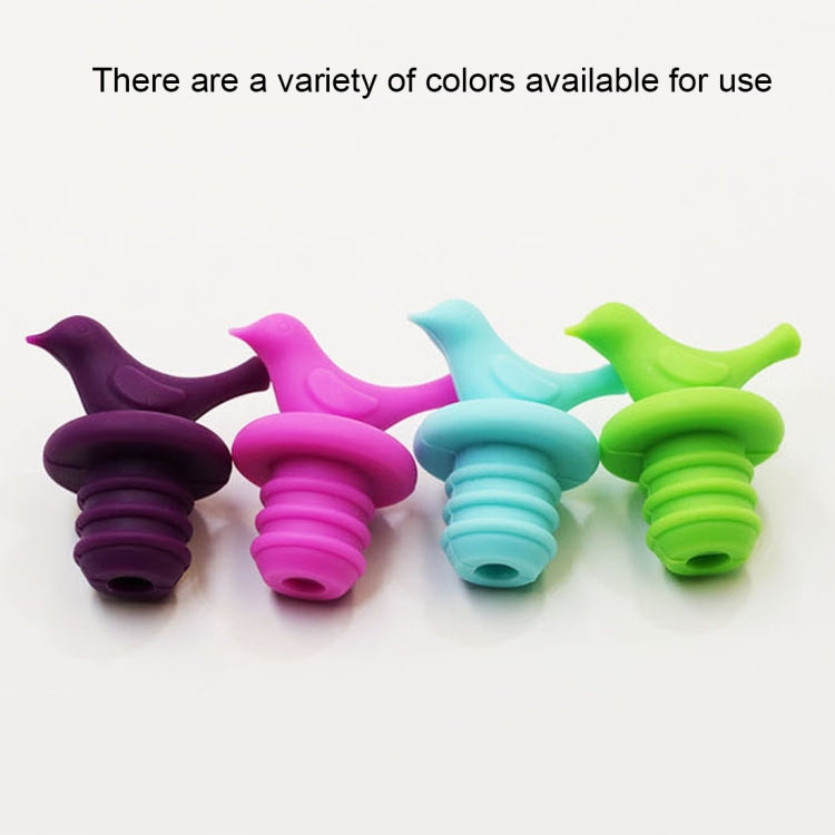 Assorted color bird-shaped silicone bottle stoppers, purple, pink, blue, green