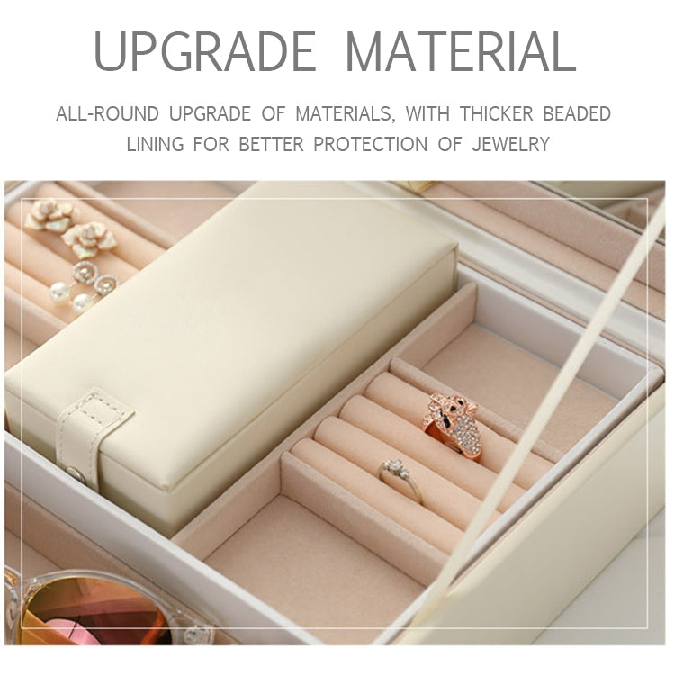 Large jewelry organizer open tray with ring slots and necklace compartment