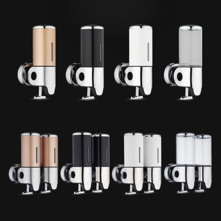 Dual wall-mounted manual soap dispensers in multiple colors, twin bottle designs