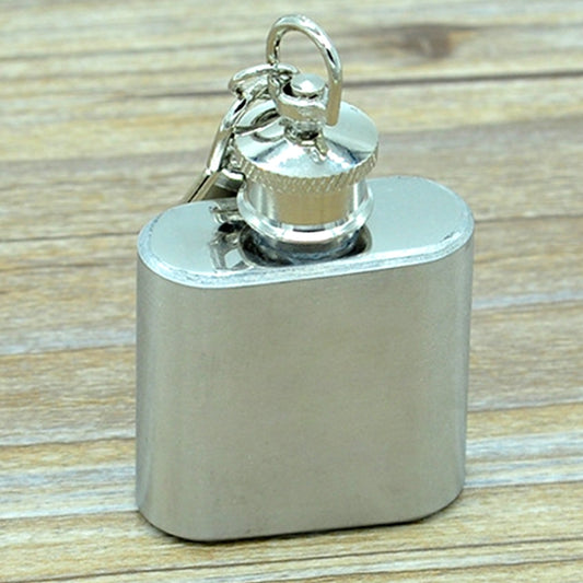 28mL(1oz)Cute Mini Portable Wine Jug Handy Stainless Steel Hip Flask with a Key Chain(Silver), 28mL(1oz)
