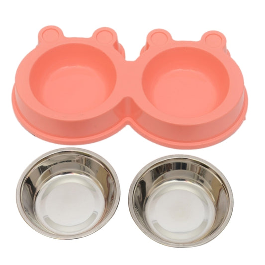 2 in 1 Stainless Steel Bowls, Anti-slippery Mat Cartoon Shape Detachable Pets Bowls, Random Color Delivery, 2 in 1 Cartoon Shape Pets Bowls