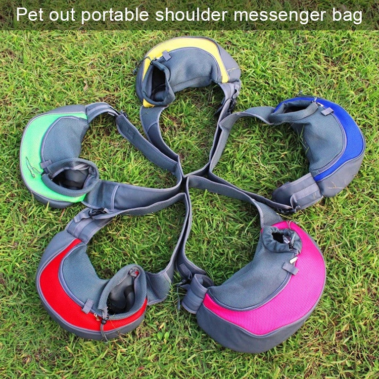Reversible pet sling carriers in multiple colors, blue gray, green, red and pink