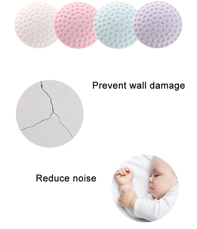 Mixed pastel round rubber wall pads, light pink, blue, white, and lavender