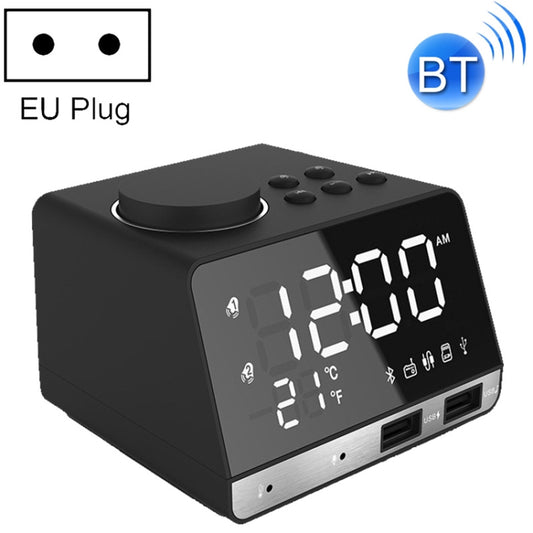 K11 Bluetooth Alarm Clock Speaker Creative Digital Music Clock Display Radio with Dual USB Interface, Support U Disk / TF Card / FM / AUX, EU Plug, EU Plug(Black), EU Plug(White)
