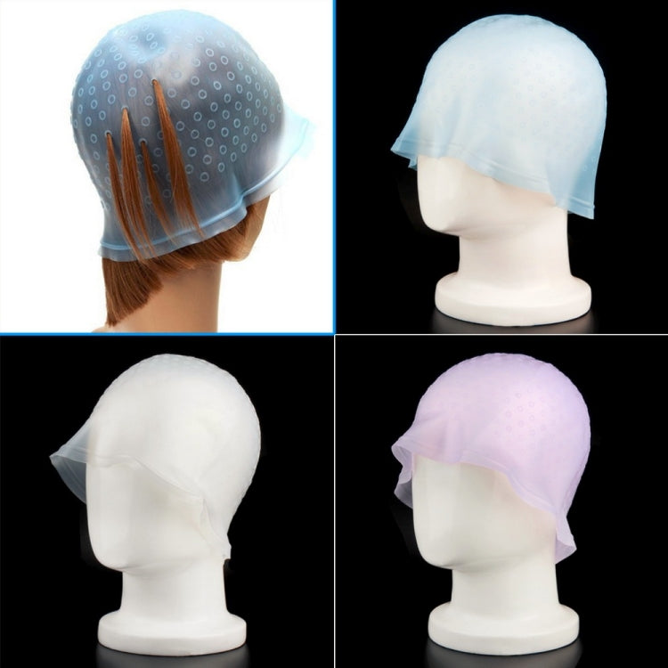 Dye hat color options on mannequins: light blue, white, and pale pink