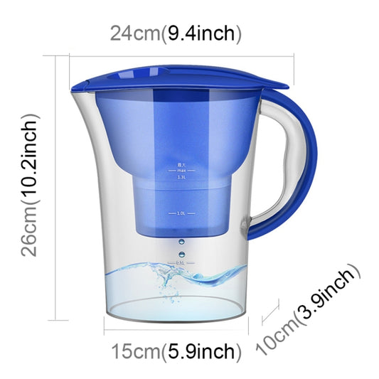 1.3L Portable Home Kitchen Activated Carbon Filter Cold Water Bottle, 1.3L (Blue), 1.3L (Purple)