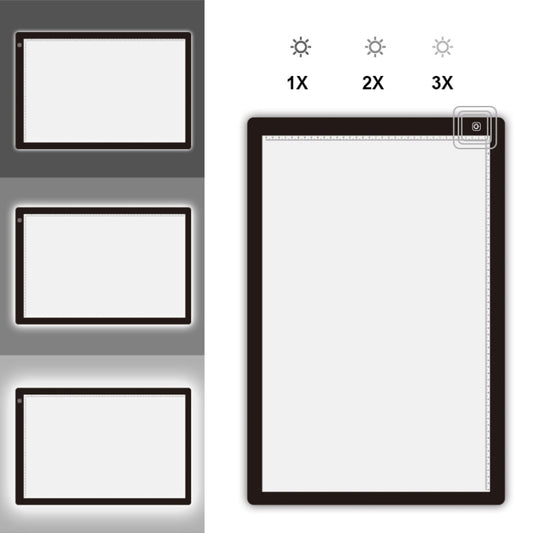 A2 Size 23W 12V LED Three Level of Brightness Dimmable Acrylic Copy Boards for Anime Sketch Drawing Sketchpad, with Power Adapter, A2 with Power Adapter