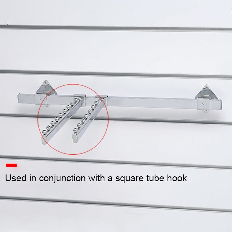 Crossbar hook bracket installed on rail with two hook assemblies and ball chains