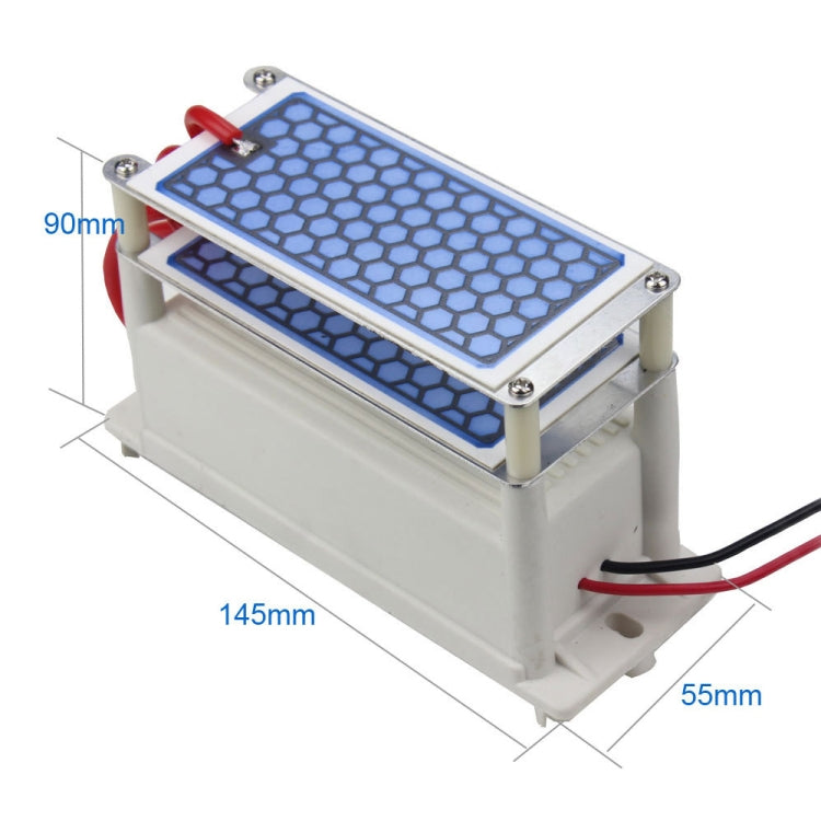 Ozone generator module dimensions 145mm x 90mm x 55mm, blue hex ceramic plate
