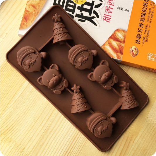 2 PCS Christmas Tree Santa Claus Chocolate Dessert Pastry Kitchen Baking Silicone Ice Lattice Mold, Santa Claus