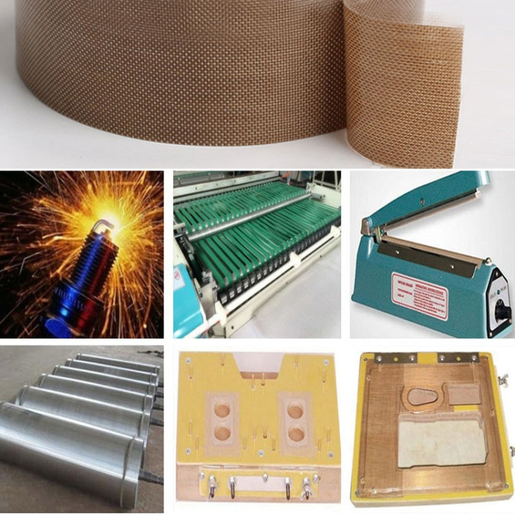 Heat-resistant cloth tape roll and small cut strips, tan/brown, 10m x 30mm