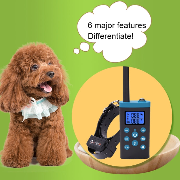 Dog anti-bark training collar set with blue remote and adjustable PU leather strap