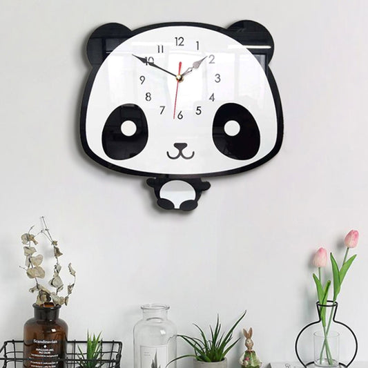 Creative Home Office Bedroom Decoration Panda Swing Acrylic Wall Clock, Panda Swing Acrylic Wall Clock