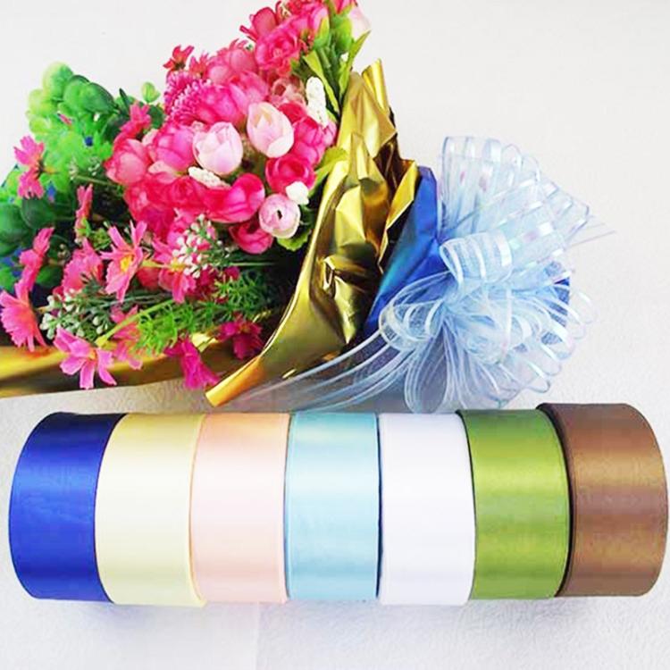Assorted metallic satin ribbon rolls, gold, blue, and green tones, gift bowknot wrapping, 4 cm x 20 m