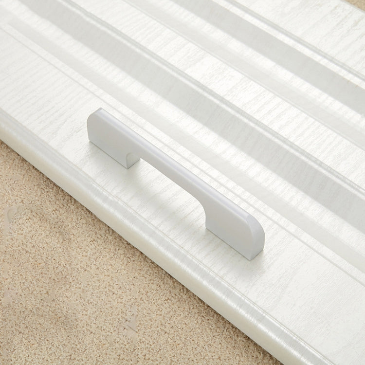 White straight drawer and cabinet bar handle with centered mounting base