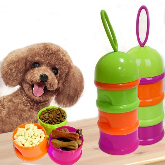Portable Pet Three Layer Snacks Box, Pet Grain Storage Barrel, Feedstuff Fresh-keeping Box,Size:18*7.6cm,Random Color Delivery, Pet Grain Storage Barrel