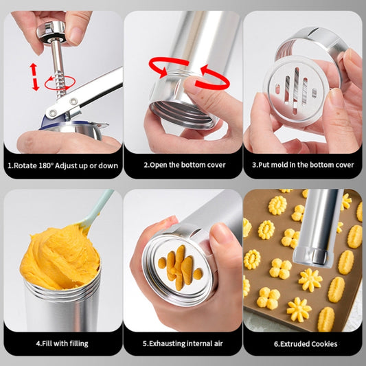 Multifunctional Household Cookie Biscuit Machine Tool Mold Decorating Mounted DIY Baking with 20 Moulds & 4 Nozzles, Multi-function silver, Multi-function Green