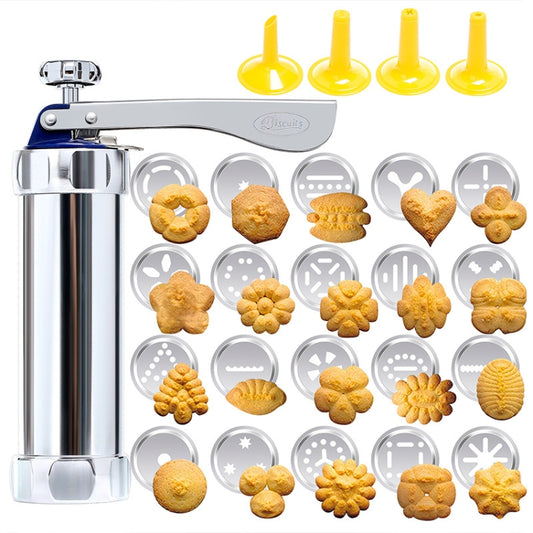 Multifunctional Household Cookie Biscuit Machine Tool Mold Decorating Mounted DIY Baking with 20 Moulds & 4 Nozzles, Multi-function silver, Multi-function Green
