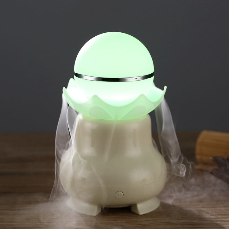Mint green pearl-style ultrasonic humidifier with glowing LED dome top and translucent sides