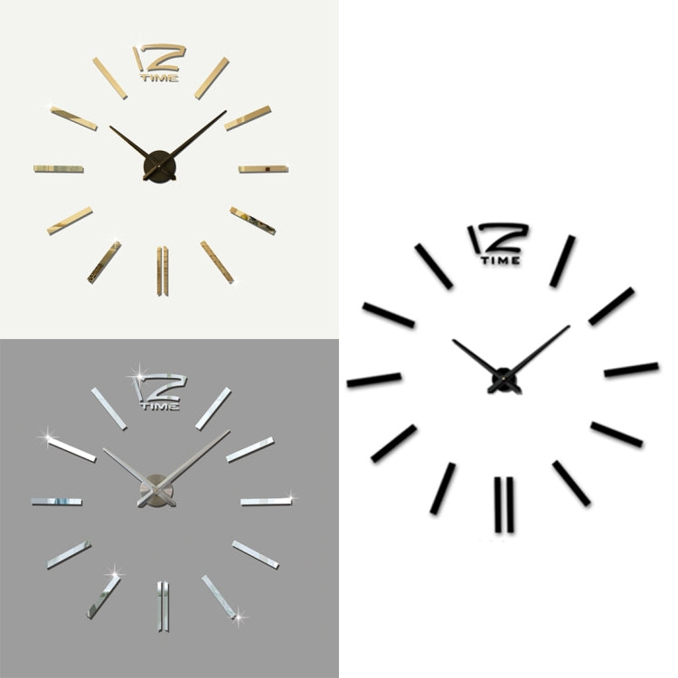 3D wall clock sticker options showing gold, silver, and black round designs