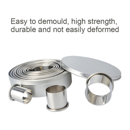 12 PCS / Set Stainless Steel Round Shape Cutting Mould Mousse Cake Doughnut Baking Tools, Round Shape(12 PCS / Set)
