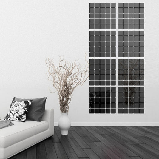100 PCS Square Crystal Mosaic Mirror Acrylic Stereo Wall Stickers Creative Background Home Living Room Wall Sticker,Size:4*4cm, Size:4*4 Color:Black, Size:4*4 Color:Gold, Size:4*4 Color:Silver