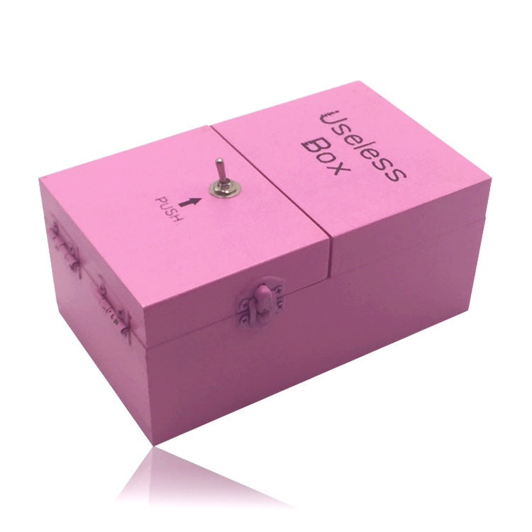 Creative Funny Present Useless Box Novel Wooden Anti-stress Toy(Dark Wood), Useless Box