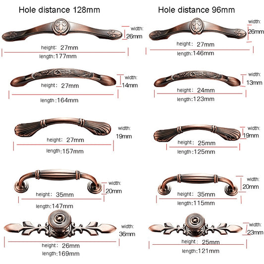 6029-96 Solid Wood Furniture Cabinet Handle Red Bronze Handles, 6029-96