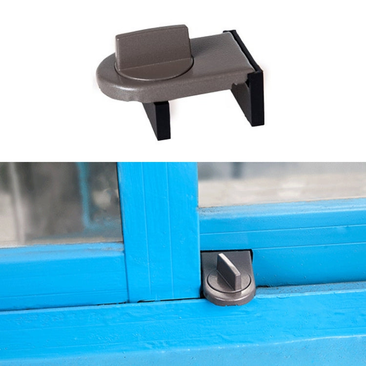 Gray sliding window sash stopper lock with strap