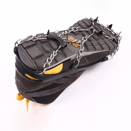 One Pair 8 Teeth Anti-Slip Ice Gripper Hiking Climbing Chain Shoes Covers, 8 Teeth Black, 8 Teeth Orange