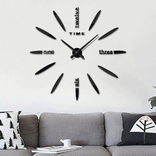 Bedroom Home Decor Large 3D Mirror DIY Wall Sticker Clock, Size: 100*100cm, 3M003 (Black), 3M003 (Silver)