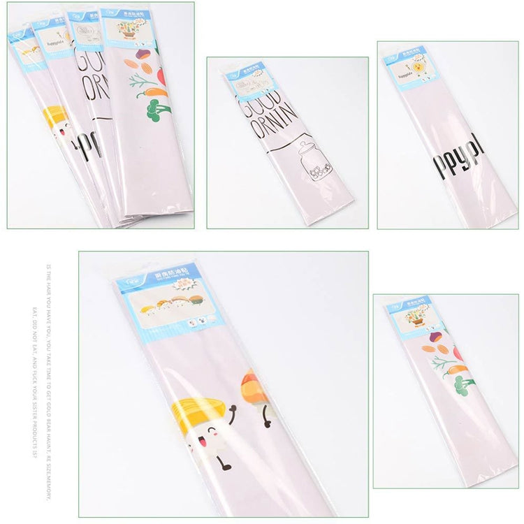 Set of 5 kitchen wall sticker packs showing fruit and vegetable designs on wrappers