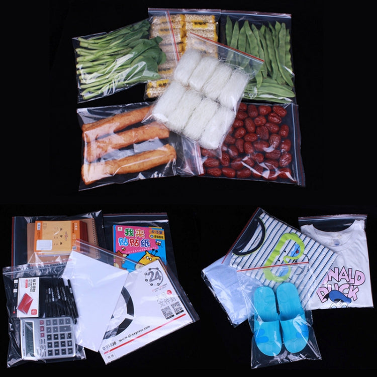 Clear self-sealing zip lock bags holding assorted items for storage