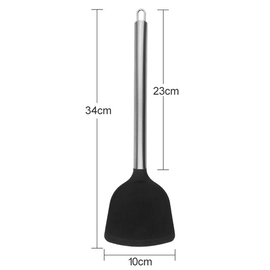kn605 Stainless Steel Handle Silicone Slice High Temperature Resistance Cooking Slice, Black, Grey, Red