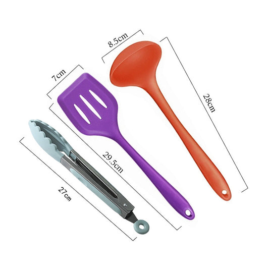 kn607 10 in 1 Colorful Silicone Kitchen Tools Set, kn607