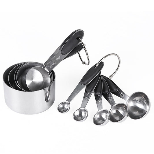 kn650 10 in 1 Black Stainless Steel Measuring Spoon Cake Mold Baking Tool Set, 10 in 1 Measuring Spoon(Black)