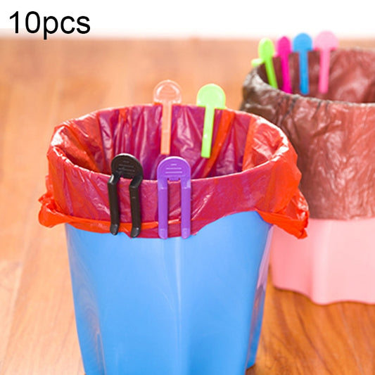 10pcs Universal Trash Bag Fixed Clip Waste Basket Rubbish Bin Garbage Can Clamp Rubbish Clip Non-slip Garbage Bag Clip, Random Color Delivery, Garbage Can Clamp