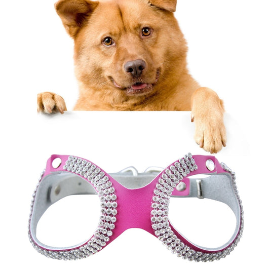 Rhinestone Leather Glasses Style Breathable Dog Chest Strap, Size: S
