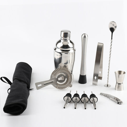 12 in 1 Stainless Steel Wine Cocktail Shaker Tools Set with Cloth Bag, Boston 800600M, Boston 800600M
