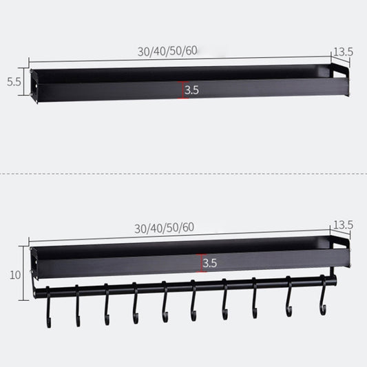 70cm Kitchen Multi-function Wall Hanging Holder Seasoning Storage Rack, 70cm(Black)